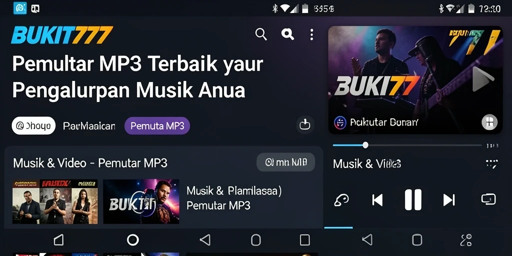 Antarmuka modern dan menarik dari BUKIT777 dalam pemutar MP3.