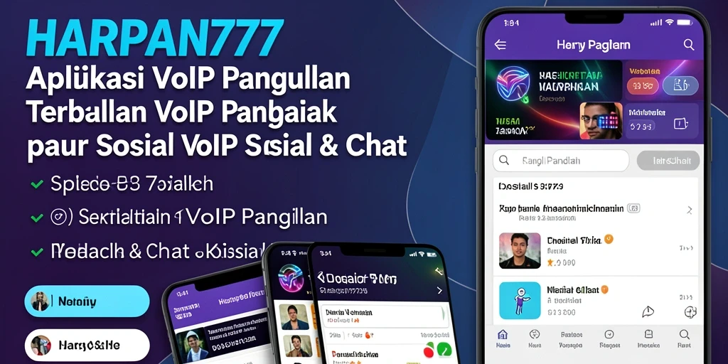 Antarmuka aplikasi HARAPAN777 untuk panggilan VoIP yang intuitif dan menarik.