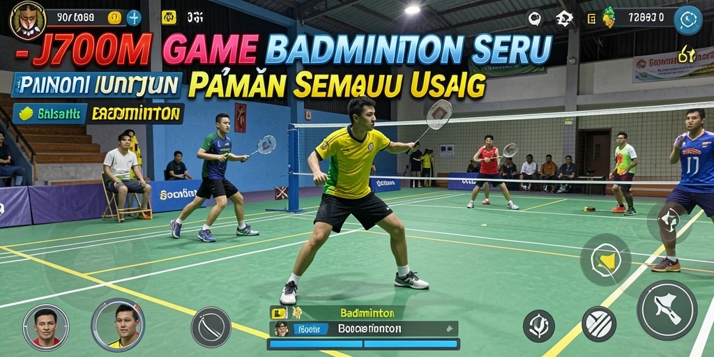 Tampilan antarmuka game badminton J200M yang menarik.