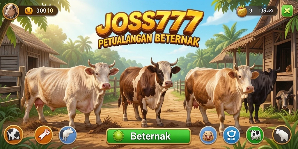 Antarmuka JOSS777 yang menarik dengan fitur Beternak yang lengkap.
