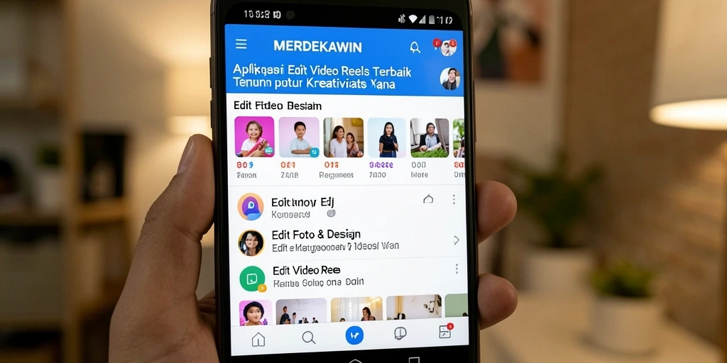 Tampilan antarmuka MERDEKAWIN saat mengedit video Reels.
