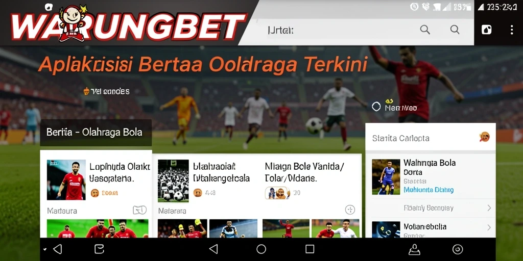 Tampilan antarmuka aplikasi WARUNGBET untuk berita olahraga bola.